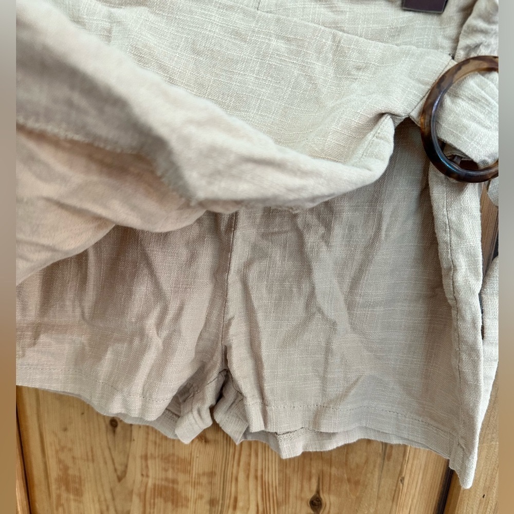 Juniors Hot Kiss Skort Tan Linen-Look Cotton Size 3 - Picture 5 of 9